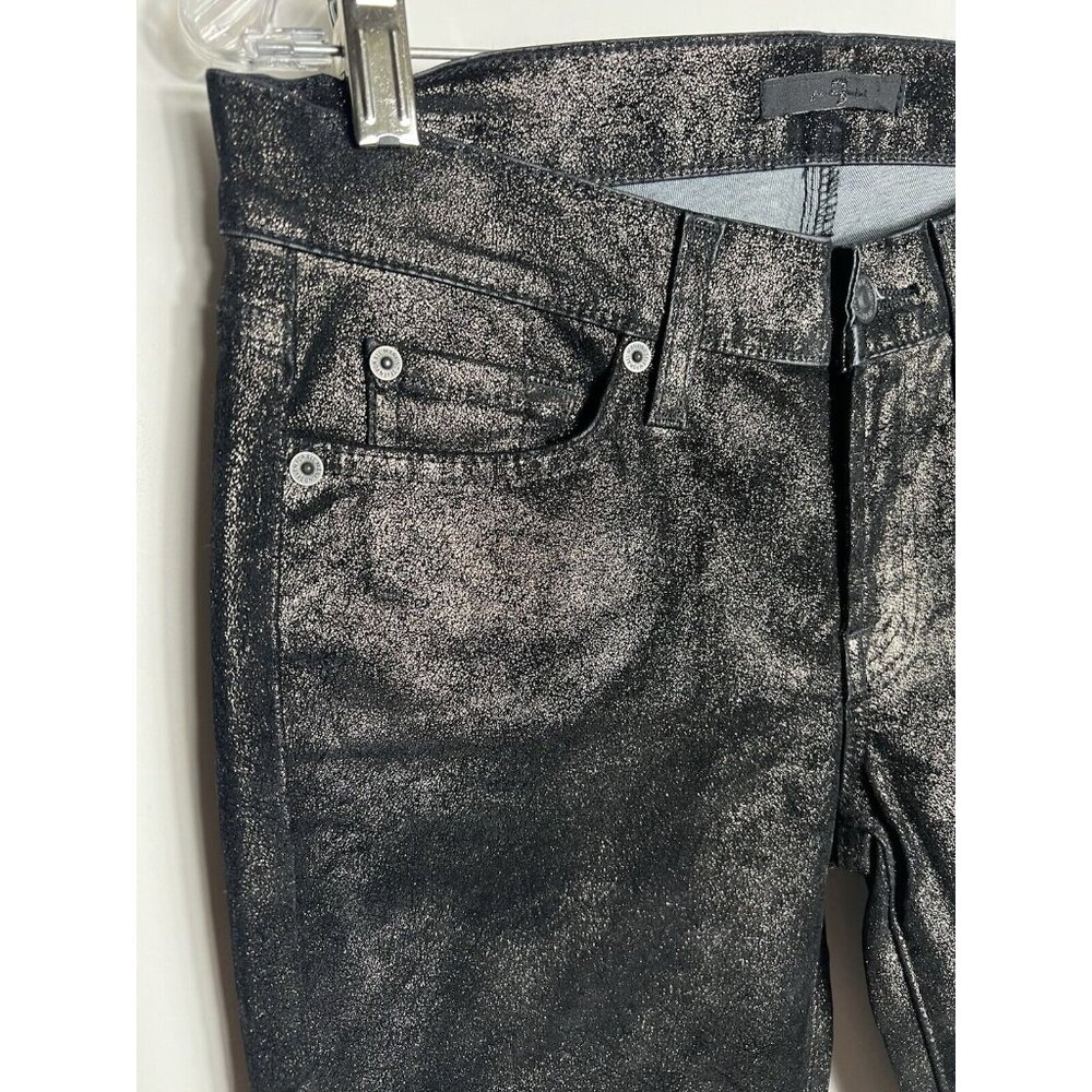 Seven For All Mankind NWT Shimmer Black Pants Women's‎ size 27 - Picture 2 of 10